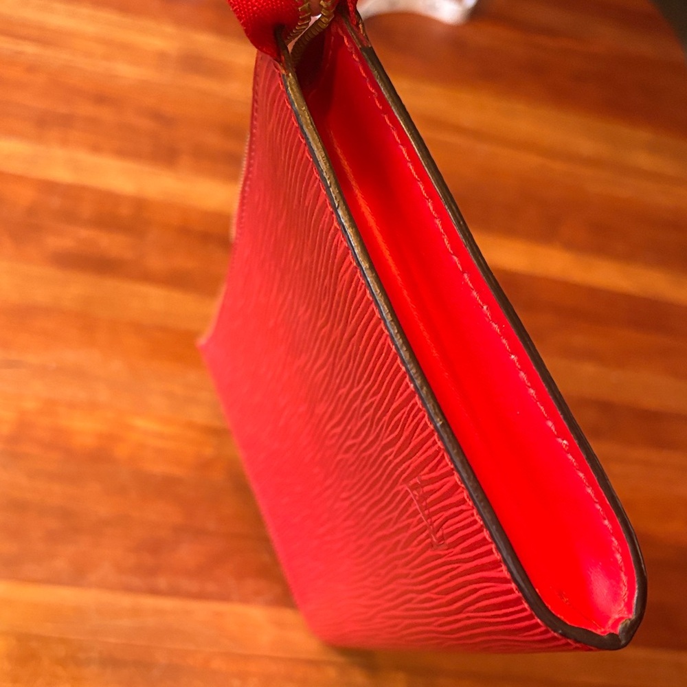 Louis Vuitton Red Epi Leather Pochette Accessories 24 Wristlet Clutch with Strap - Picture 7 of 13